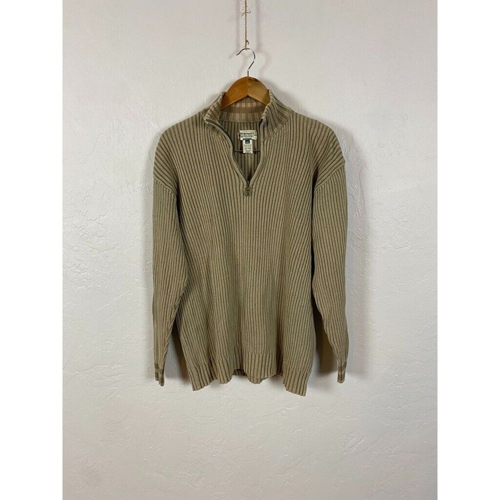 American Rag‎ Cie Mens Brown Ribbed Long Sleeves 3/4 Zip Sweater Size XXL